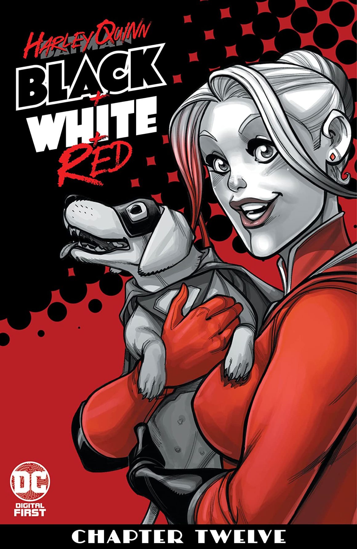 harley quinn black and white and red