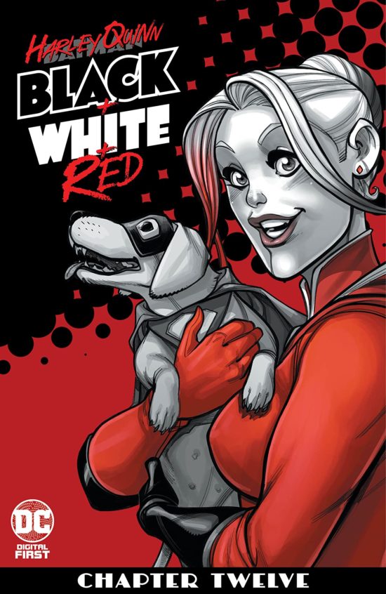 harley quinn black white and red all over
