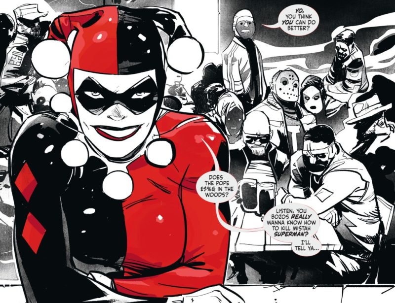 red white and black harley quinn