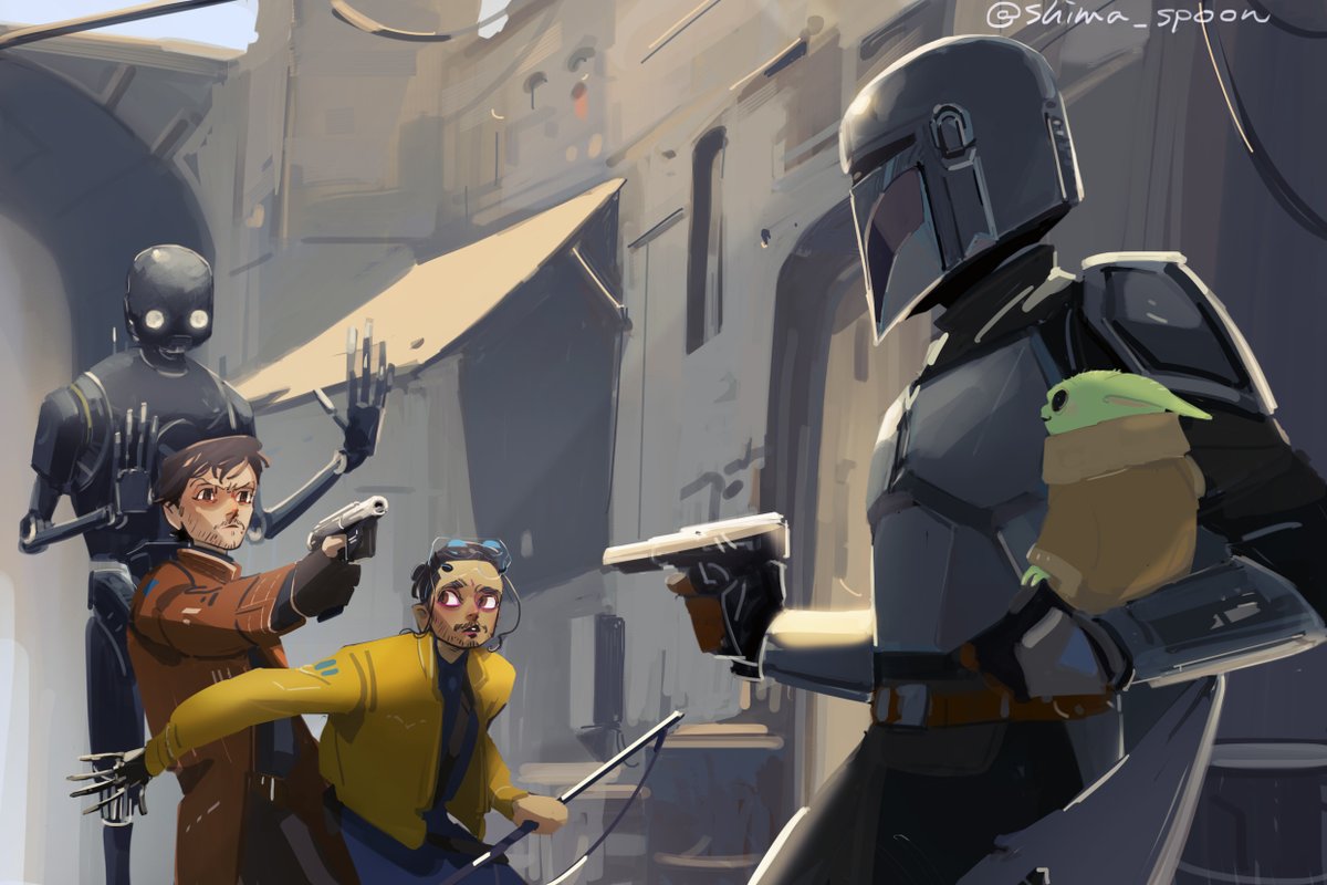 The Mandalorian crossover fan art, The Mandalorian vs. Rogue One