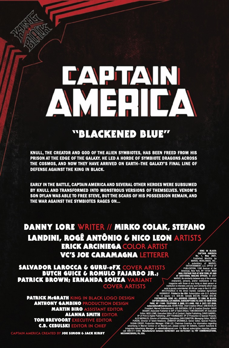 King in Black: Captain America #1 preview